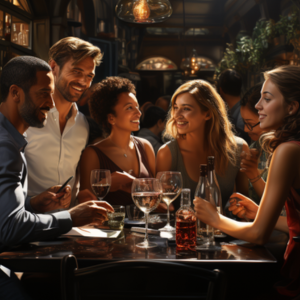 friends having dinner at a restaurant